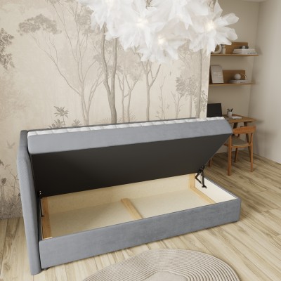 Łóżko kontynentalne ARIS – Tkanina pluszowa – kolor: Kronos