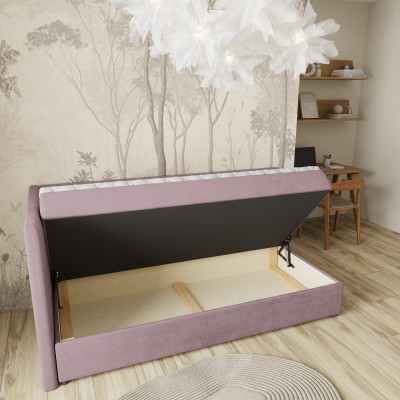 Łóżko kontynentalne ARIS – Tkanina pluszowa – kolor: Kronos