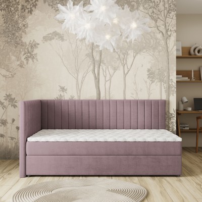 Łóżko kontynentalne ARIS – Tkanina pluszowa – kolor: Kronos