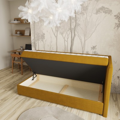 Łóżko kontynentalne ARIS – Tkanina pluszowa – kolor: Kronos