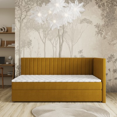 Łóżko kontynentalne ARIS – Tkanina pluszowa – kolor: Kronos