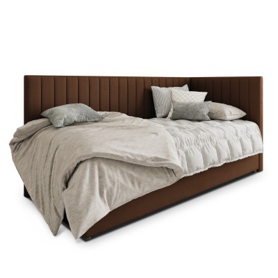 Łóżko kontynentalne ARIS – Tkanina pluszowa – kolor: Kronos