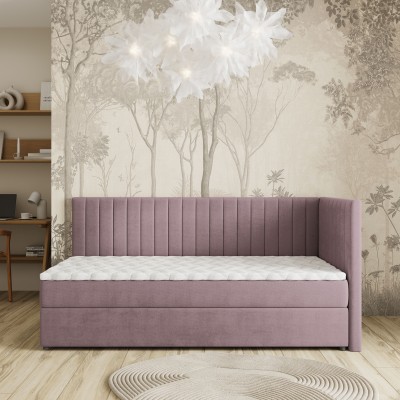 Łóżko kontynentalne ARIS – Tkanina pluszowa – kolor: Kronos