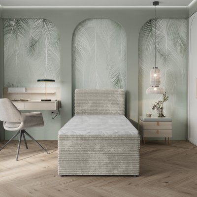 Łóżko kontynentalne PISA – Tkanina sztruksowa – kolor: Tilia