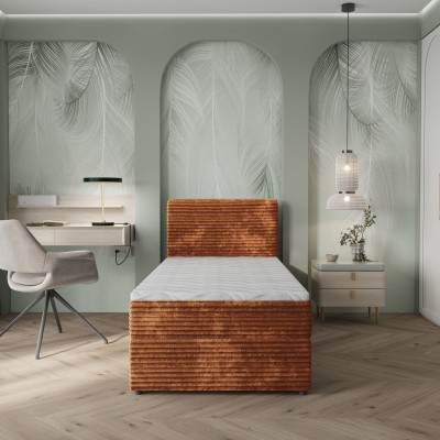 Łóżko kontynentalne PISA – Tkanina sztruksowa – kolor: Tilia