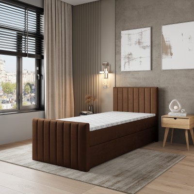 Łóżko kontynentalne ARION – Tkanina pluszowa – kolor: Kronos