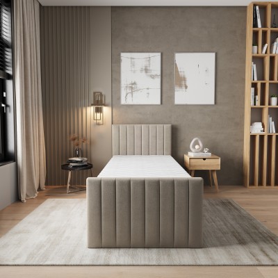 Łóżko kontynentalne ARION – Tkanina pluszowa – kolor: Paros