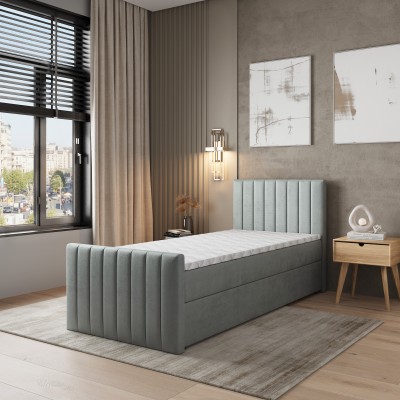 Łóżko kontynentalne ARION – Tkanina pluszowa – kolor: Paros