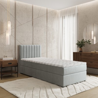 Łóżko kontynentalne BRESEL – Tkanina pluszowa – kolor: Paros