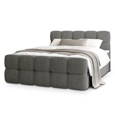 Łóżko kontynentalne BRUME – Tkanina bucle – kolor: Quelle