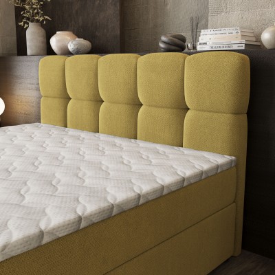 Łóżko kontynentalne BRUME – Tkanina plecionka – kolor: Soro