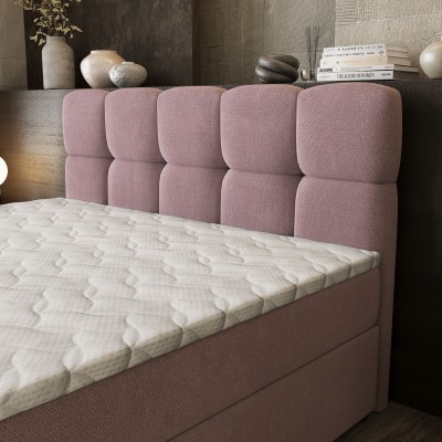 Łóżko kontynentalne BRUME – Tkanina plecionka – kolor: Soro