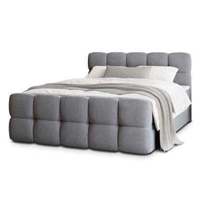 Łóżko kontynentalne BRUME – Tkanina plecionka – kolor: Soro