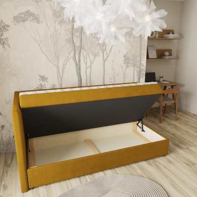 Łóżko kontynentalne ARIS – Tkanina pluszowa – kolor: Kronos