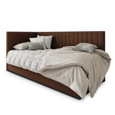 Łóżko kontynentalne ARIS – Tkanina pluszowa – kolor: Kronos