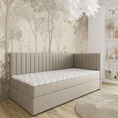 Łóżko kontynentalne ARIS – Tkanina pluszowa – kolor: Paros