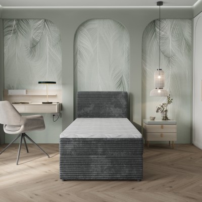 Łóżko kontynentalne PISA – Tkanina sztruksowa – kolor: Tilia