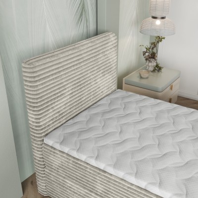 Łóżko kontynentalne PISA – Tkanina sztruksowa – kolor: Tilia