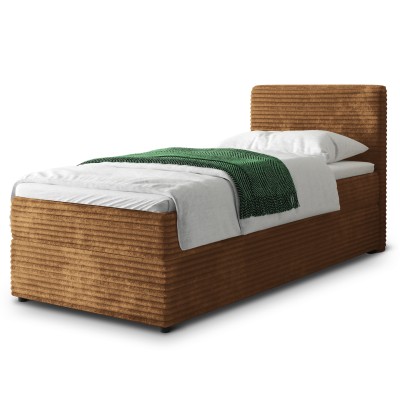 Łóżko kontynentalne PISA – Tkanina sztruksowa – kolor: Tilia