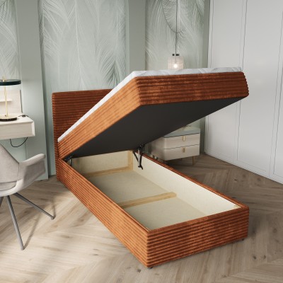 Łóżko kontynentalne PISA – Tkanina sztruksowa – kolor: Tilia