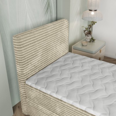 Łóżko kontynentalne PISA – Tkanina sztruksowa – kolor: Tilia