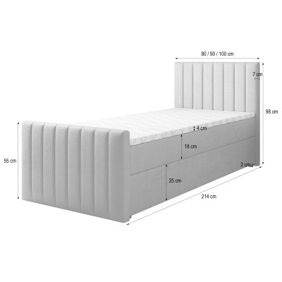 Łóżko kontynentalne ARION – Tkanina pluszowa – kolor: Kronos