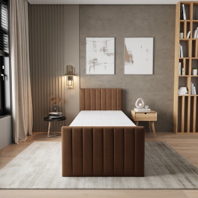 Łóżko kontynentalne ARION – Tkanina pluszowa – kolor: Kronos