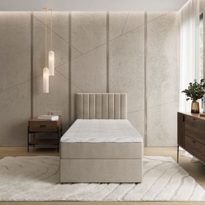 Łóżko kontynentalne BRESEL – Tkanina pluszowa – kolor: Paros