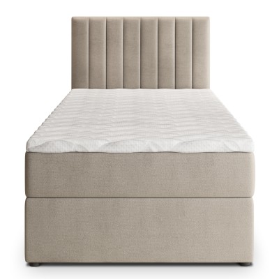 Łóżko kontynentalne BRESEL – Tkanina pluszowa – kolor: Paros