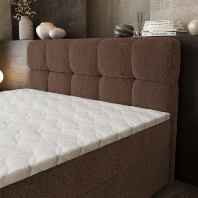 Łóżko kontynentalne BRUME – Tkanina bucle – kolor: Quelle