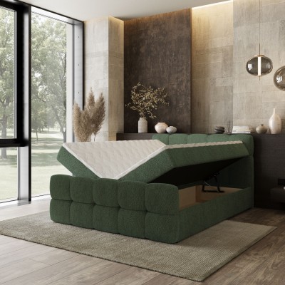 Łóżko kontynentalne BRUME – Tkanina bucle – kolor: Quelle