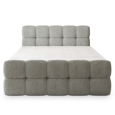 Łóżko kontynentalne BRUME – Tkanina bucle – kolor: Quelle