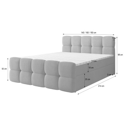 Łóżko kontynentalne BRUME – Tkanina plecionka – kolor: Soro