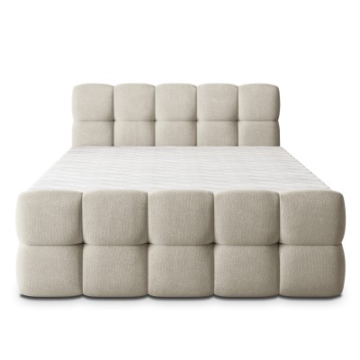 Łóżko kontynentalne BRUME – Tkanina plecionka – kolor: Soro