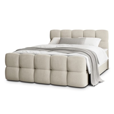 Łóżko kontynentalne BRUME – Tkanina plecionka – kolor: Soro