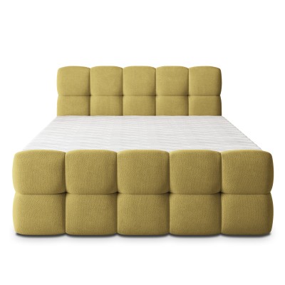 Łóżko kontynentalne BRUME – Tkanina plecionka – kolor: Soro