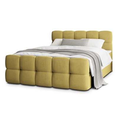 Łóżko kontynentalne BRUME – Tkanina plecionka – kolor: Soro