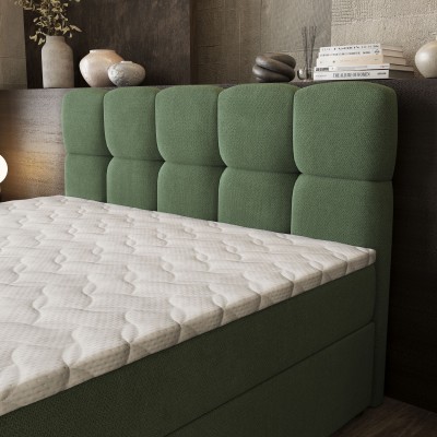 Łóżko kontynentalne BRUME – Tkanina plecionka – kolor: Soro