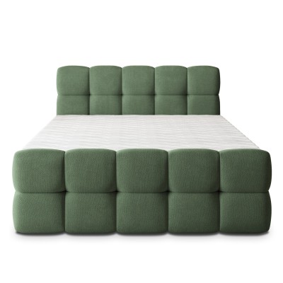 Łóżko kontynentalne BRUME – Tkanina plecionka – kolor: Soro