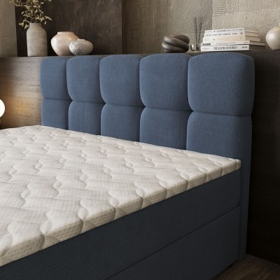 Łóżko kontynentalne BRUME – Tkanina plecionka – kolor: Soro