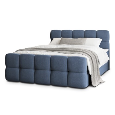 Łóżko kontynentalne BRUME – Tkanina plecionka – kolor: Soro