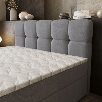 Łóżko kontynentalne BRUME – Tkanina plecionka – kolor: Soro