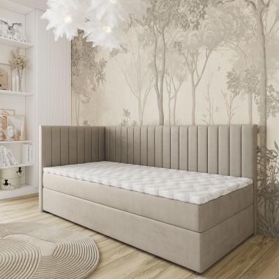 Łóżko kontynentalne ARIS – Tkanina pluszowa – kolor: Paros