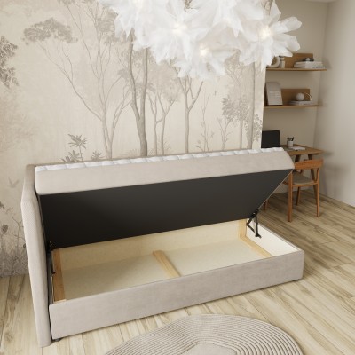 Łóżko kontynentalne ARIS – Tkanina pluszowa – kolor: Paros