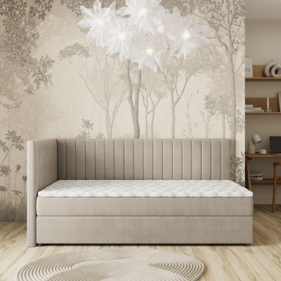 Łóżko kontynentalne ARIS – Tkanina pluszowa – kolor: Paros