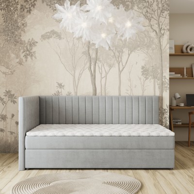 Łóżko kontynentalne ARIS – Tkanina pluszowa – kolor: Paros