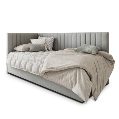 Łóżko kontynentalne ARIS – Tkanina pluszowa – kolor: Paros