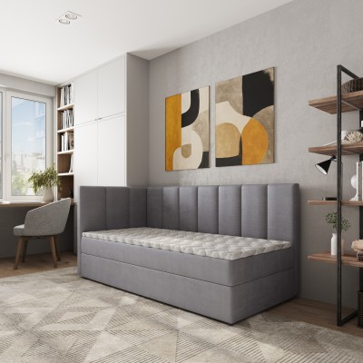 Łóżko kontynentalne BEVE – Tkanina pluszowa – kolor: Kronos