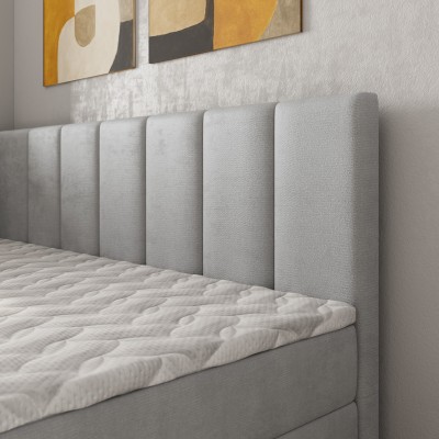 Łóżko kontynentalne BEVE – Tkanina pluszowa – kolor: Paros