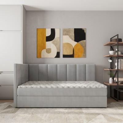 Łóżko kontynentalne BEVE – Tkanina pluszowa – kolor: Paros